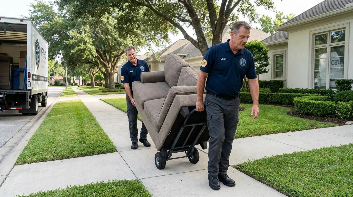 Local residential moving crew loading furniture in East Hanover, NJ